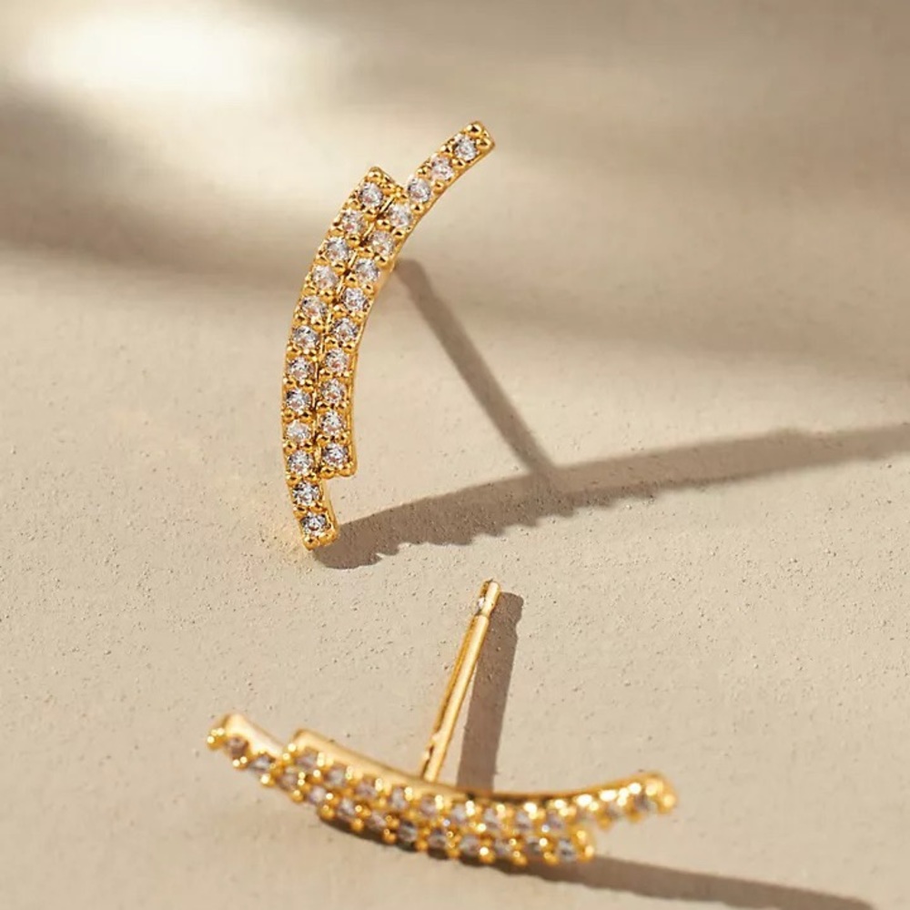 NWT Anthropologie Crescent Pave Earrings
